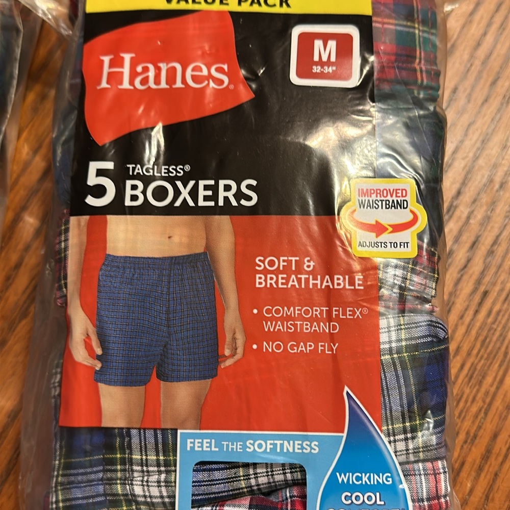 Hanes Comfort Flex Boxers Blue Black Moisture Wicking